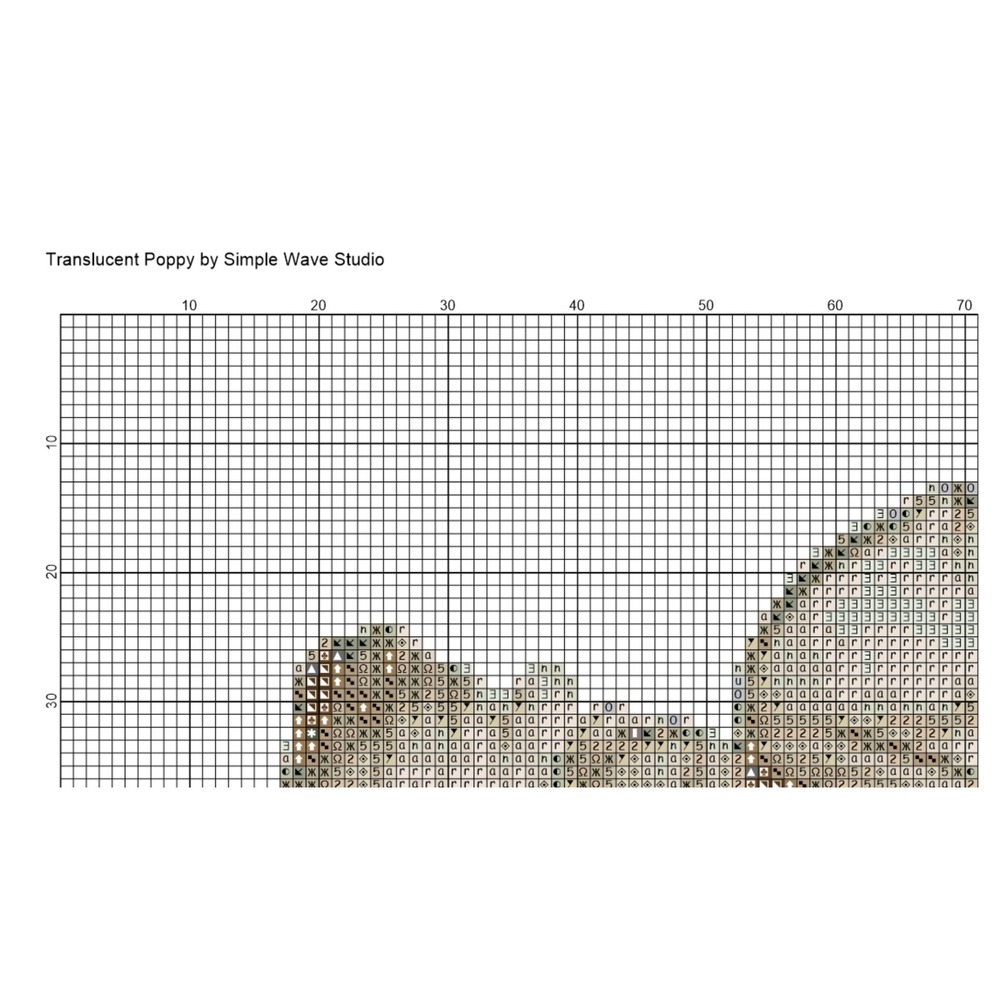 Poppy Flower Translucent Counted Cross Stitch Pattern Chart - Picture 5 of 6
